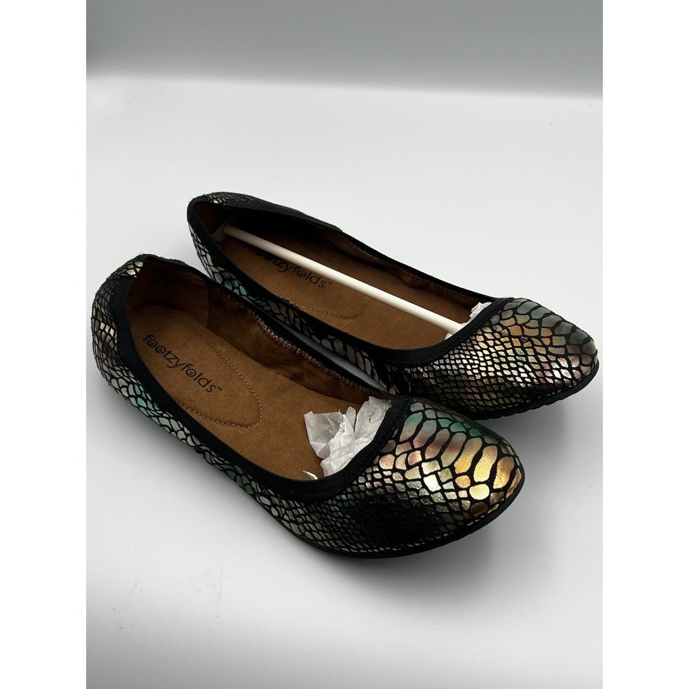 Footzyfolds Jennifer Demi Flats Sz 10M Pale/Bronze Style 1135578 Foldable Shoes